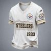 Steelers Est 1933 Distressed Ripped Luxury V Neck T Shirt2
