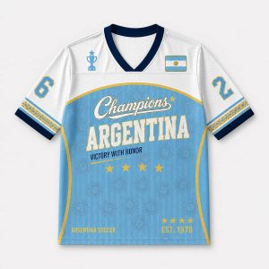 2026 Argentina Football Champion Custom Name Mesh Jersey