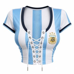 World Cup 2026 Argentina Lace Up Crop Top