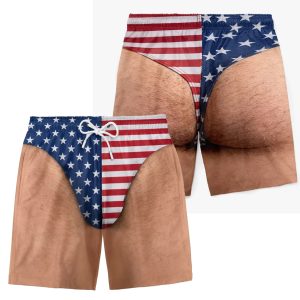 Sexy Man Body Patriotic Beach Shorts