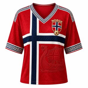 2026 Norway Football Viking Ship Celtic Flag Print Sleeves V Neck T Shirt (2)