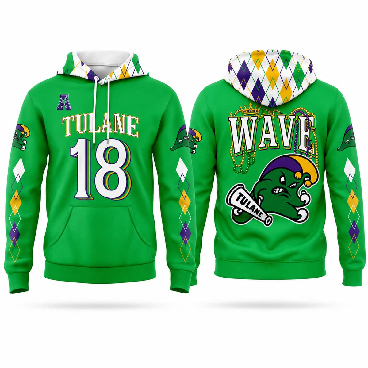 2026 Tulane Green Wave Mardi Gras City Hoodie 1 2026 Tulane Green Wave Mardi Gras City Hoodie