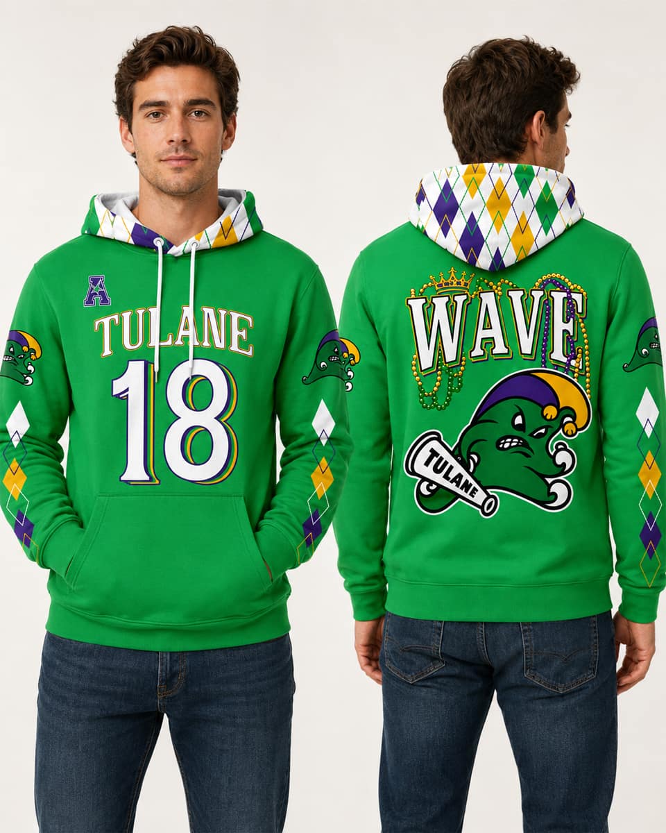 2026 Tulane Green Wave Mardi Gras City Hoodie 2026 Tulane Green Wave Mardi Gras City Hoodie