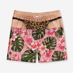 3D Illusion Leopard Thong Pink Floral Board Shorts