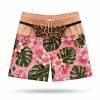 3D Illusion Leopard Thong Pink Floral Board Shorts1