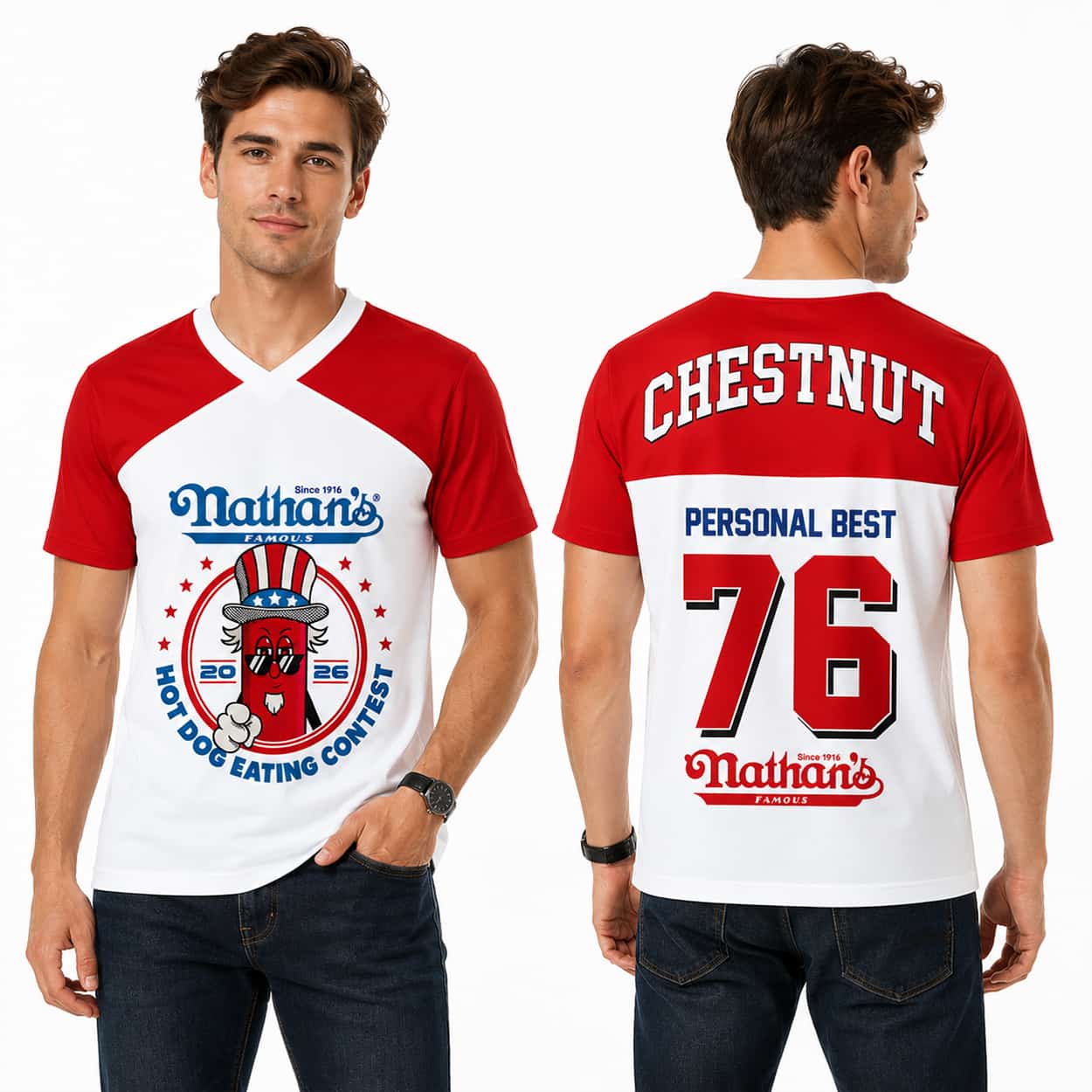Joey Chestnut Nathan's Famous Hot Dog Contest 2026 Jersey 2 Joey Chestnut Nathan's Famous Hot Dog Contest 2026 Jersey (2)