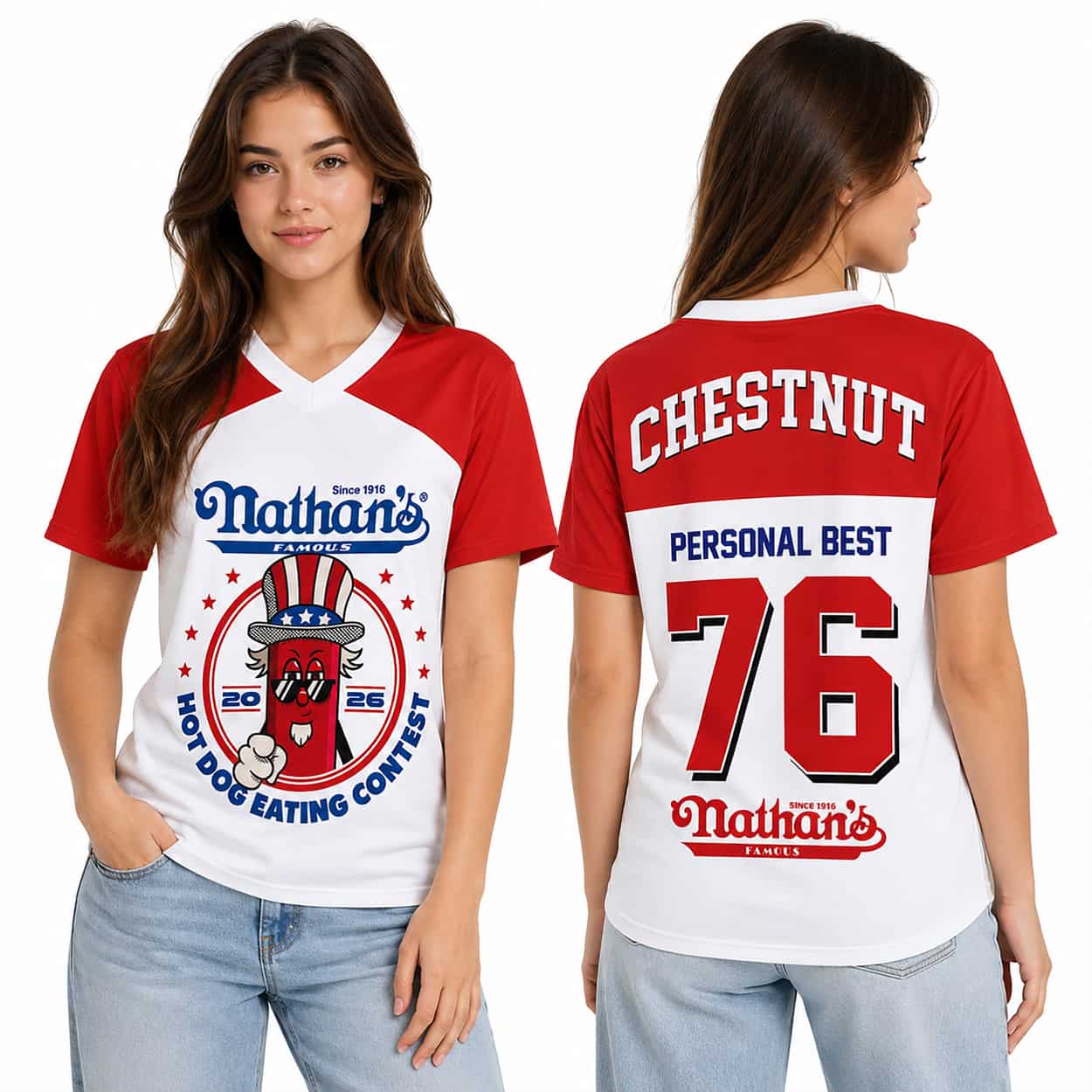 Joey Chestnut Nathan's Famous Hot Dog Contest 2026 Jersey 3 Joey Chestnut Nathan's Famous Hot Dog Contest 2026 Jersey (3)