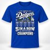 2026 Congrats Dodgers 5 In A Row Division Champs Shirt