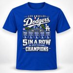 2026 Congrats Dodgers 5 In A Row Division Champs Shirt