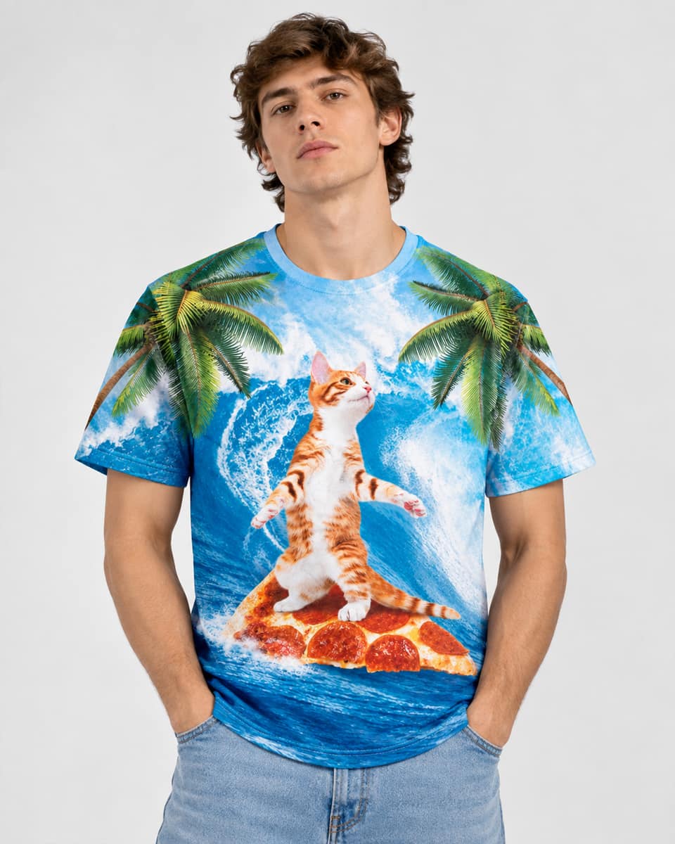 Joe Burrow Cat Surfing On Pizza Shirt Joe Burrow Cat Surfing On Pizza Shirt