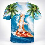 Joe Burrow Cat Surfing On Pizza Shirt