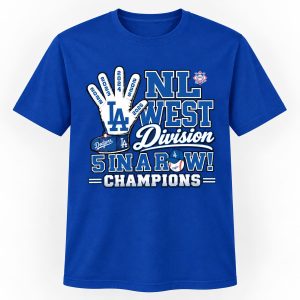 2026 Dodgers NL West 5 In A Row Champions Shirt (1)