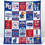 2026 Kansas Jayhawks Football Patchwork Quilt Blanket