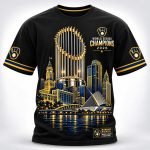 Brewers Milwaukee Skyline Trophy World Series Champions 2026 3D T-Shirt