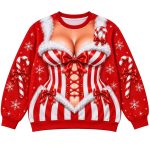 Candy Cane Corset Christmas Sexy Optical Illusion Ugly Sweater