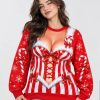 Candy Cane Corset Christmas Sexy Optical Illusion Ugly Sweater