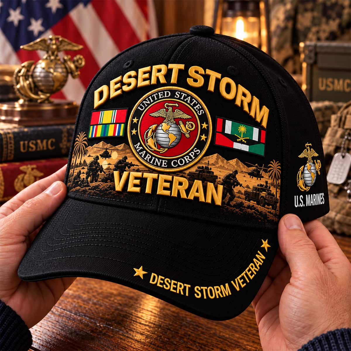 Desert Storm Veteran US Marine Corps 35th Anniversary Hat