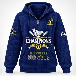 Personalized Brewers NLCS 2026 Champions Quarter Zip Waffle Hoodie (1)