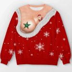 Funny Christmas Star Bust Boobs Ugly Sweater