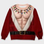 Funny Santa Abs Christmas Light Ugly Sweater