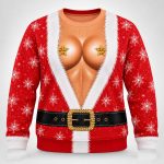 Funny Star Bust Santa Boobs Ugly Christmas Sweater