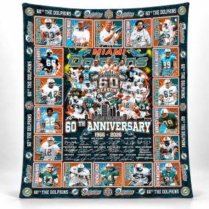 Dolphins 60th Anniversary 1966 2026 Quilt Blanket (1)