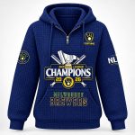 Personalized Brewers NLCS 2026 Champions Quarter Zip Waffle Hoodie