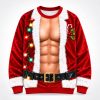 Santa Muscle Illusion Christmas Light Naughty Ugly Christmas Sweater