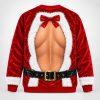 Santa Muscle Illusion Christmas Light Naughty Ugly Christmas Sweater1